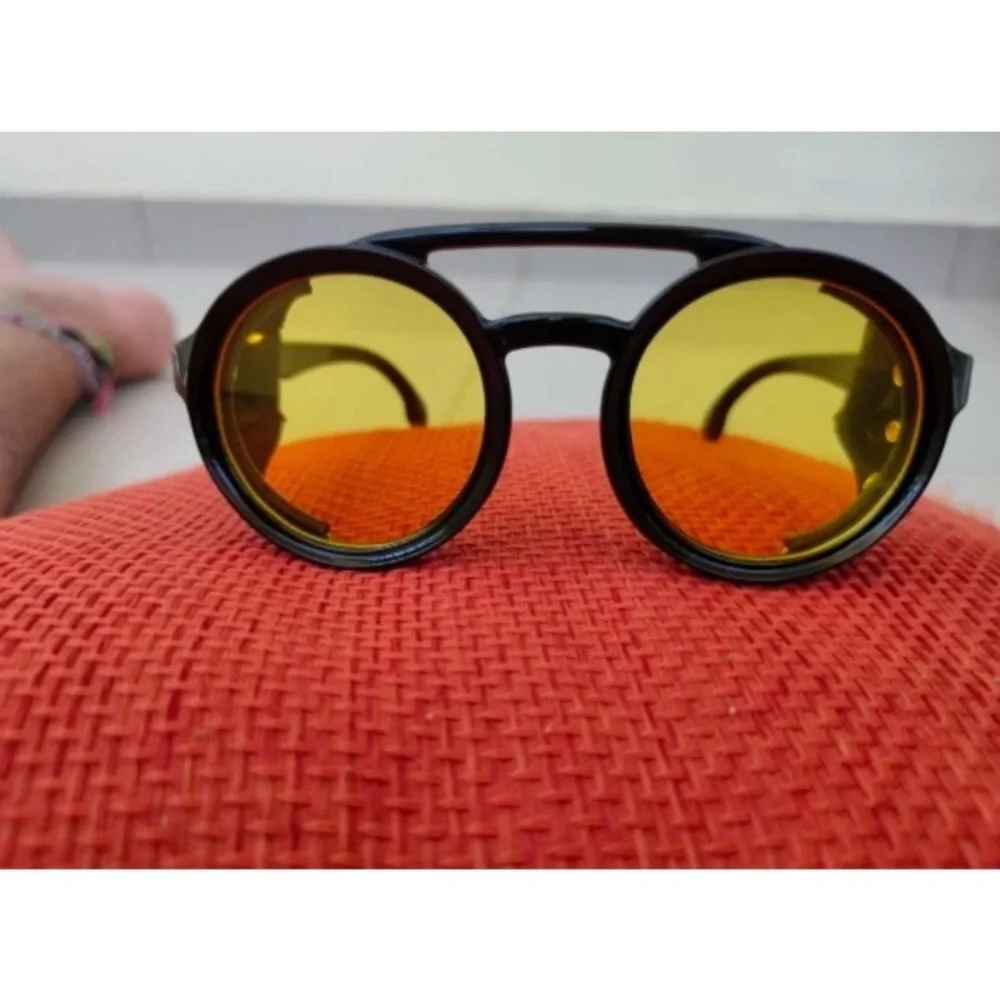 Steampunk Sunglasses Men Round Night Vision Googles Vintage Punk Sun Glasses Bra